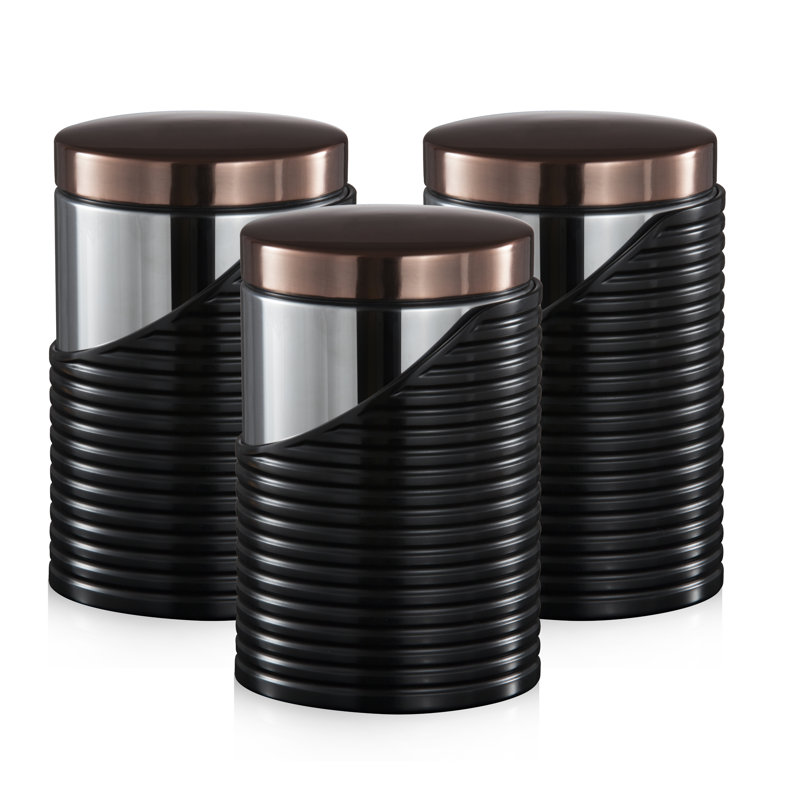 Rose Gold Canisters Rose Gold And Black Coffee Canister Made of high quality polished